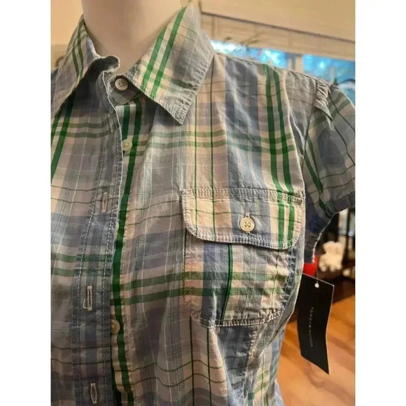 TOMMY HILLFIGER NWT plaid button up tied cap sleeve womens size medium - Picture 5 of 8